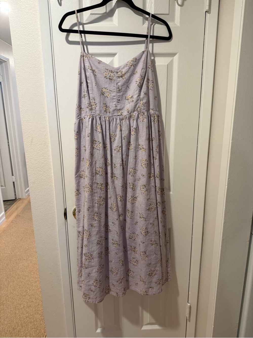 H&M Lavender Floral Cotton/ Linen Blend Dress